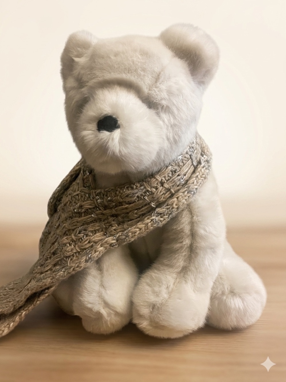 Pottery Barn “Alpaca Bear With Scarf” Faux Fur Pillow Plush BNWT